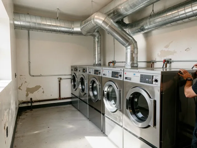 Palm Bay Dryer Vent Cleaning team performing large-scale commercial dryer vent cleaning in Palm Bay