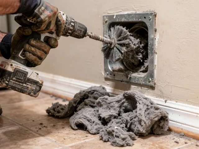 Certified Palm Bay Dryer Vent Cleaning technician performing dryer vent cleaning in Palm Bay