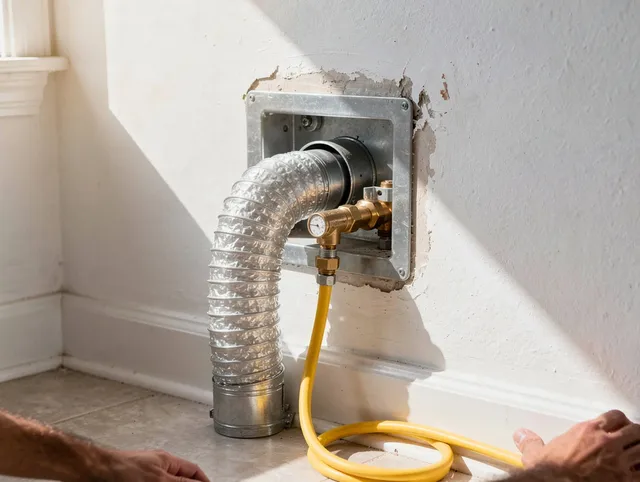 Palm Bay Dryer Vent Cleaning certified technician performing specialized gas dryer vent cleaning in Palm Bay